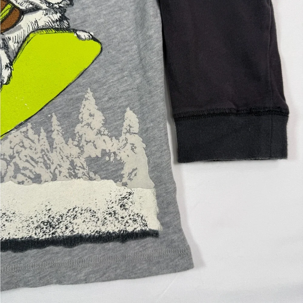 GYMBOREE Toddler Long Sleeve Raglan‎ Graphic Tee 3T Snowboard Dog Winter Outdoor